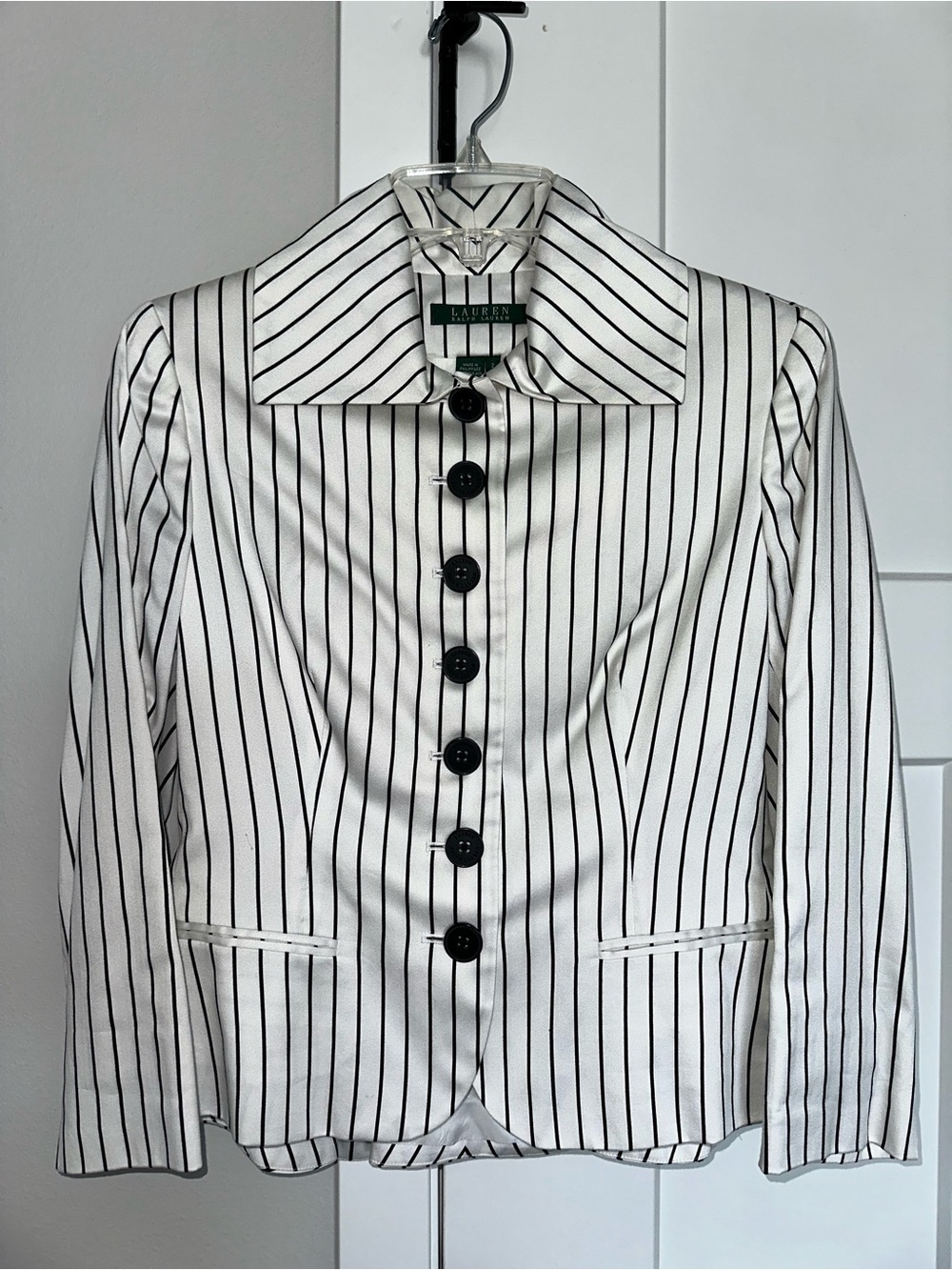 Lauren Ralph Lauren White Blazer with Black Pinstripes size 2